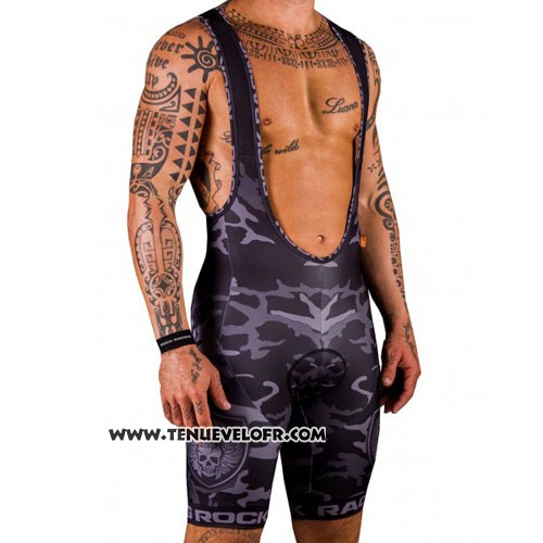 2016 Maillot Ciclismo Rock Racing Marron et Gris Manches Courtes et Cuissard